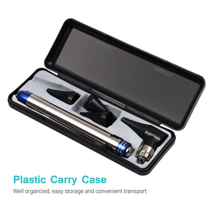 2 in 1 Otoscope and Eyes Diagnostic Tool Kit with LED Light 4mm Replaceable Ear Tips Optical Otoscope Ears Diagnostic Supplies