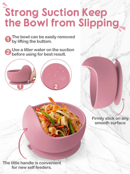 2PC Silicone Sucker Bowl Feeding Tableware for Infant and Young Training Learning To Eat Bowls and Baby Supplementary Food Bowls