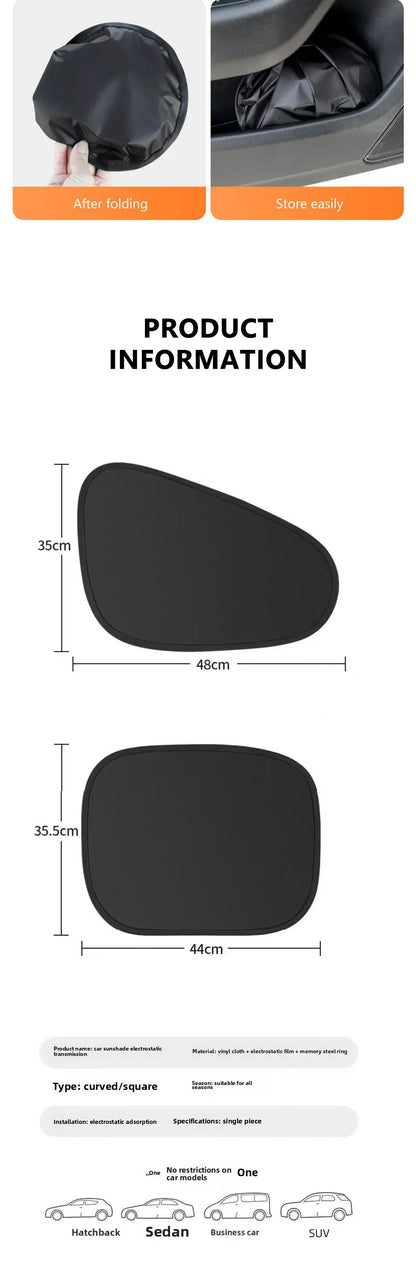New Electrostatic Sun Visor for Car Side Window 4-Layer Sun Shade Curtains Anti-Glare UV-Blocker Auto Internal Blocker 99.9% UV