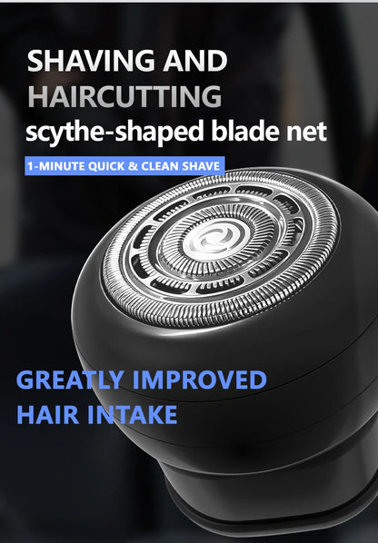 Multi-functional Electric Shaver with Automatic Haircutting, Shaving, Charging, Portability, and Push-Scissor Features