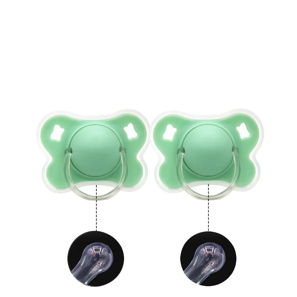 2pcs/pack Butterfly-shape Baby Pacifier Soother with Cover for Daily Use(Cherry Round Nipple) and Night Use(Thumb Nipple)