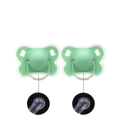 2pcs/pack Butterfly-shape Baby Pacifier Soother with Cover for Daily Use(Cherry Round Nipple) and Night Use(Thumb Nipple)