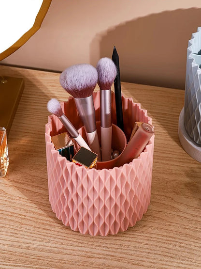 360 Rotation Large Capacity Makeup Brush Bucket Lipstick Eyebrow Pencil Eye Shadow Brush Storage Cartridge Portable Brush Storag