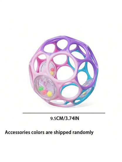 6-in-1 BPA-Free Baby Sensory Rattle Ball - Soft Textured Grasping Toy with Gentle Sound & Spin Rings | Montessori Learning Toy f