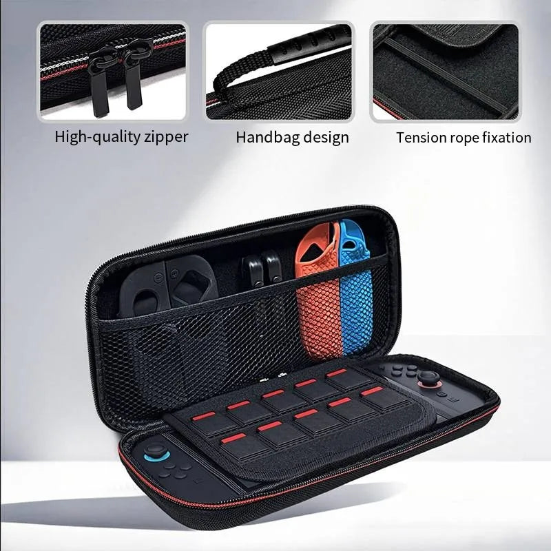 A protective carrying case accessory for Switch 2 with a game card slot, a portable EVA bag for storage space