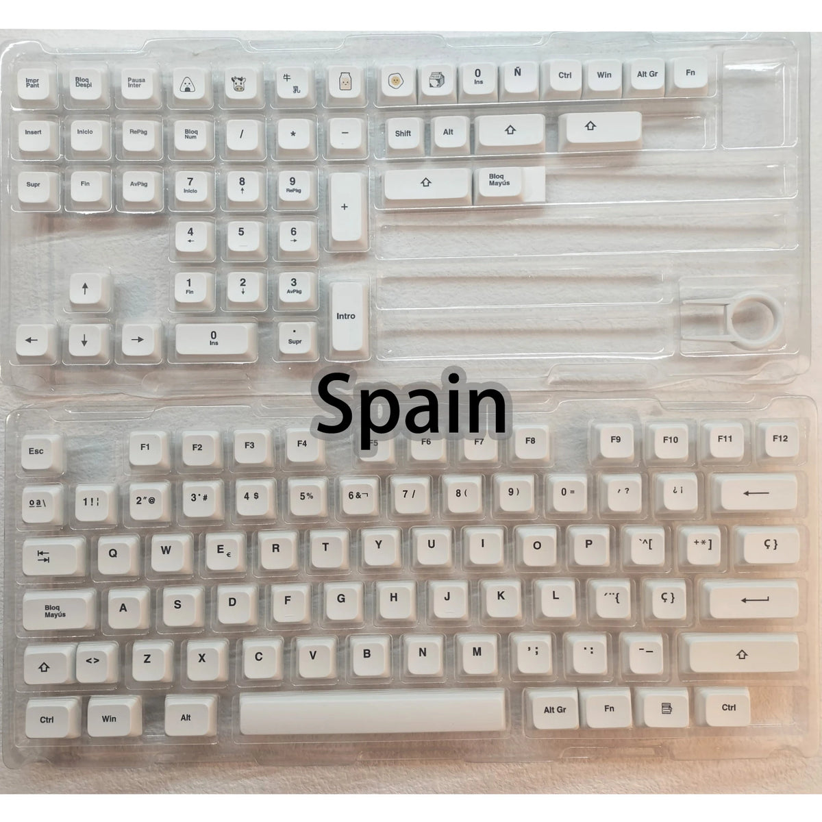 Minimalist White PBT Keycaps 120 Keys Korean Spanish English Multilingual XDA Profile for Mechanical Keyboard Magnetic Keyboard
