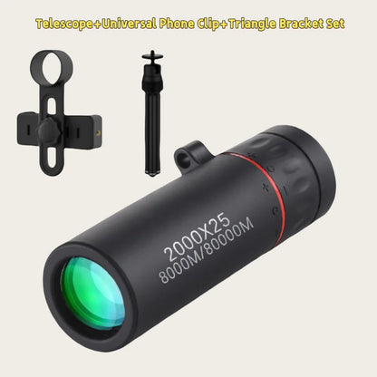 2000x25 HD Monocular Telescope Mini Portable Mobile Phone Telescope with Holder Outdoor Camping Hunting Birdwatching Telescopes