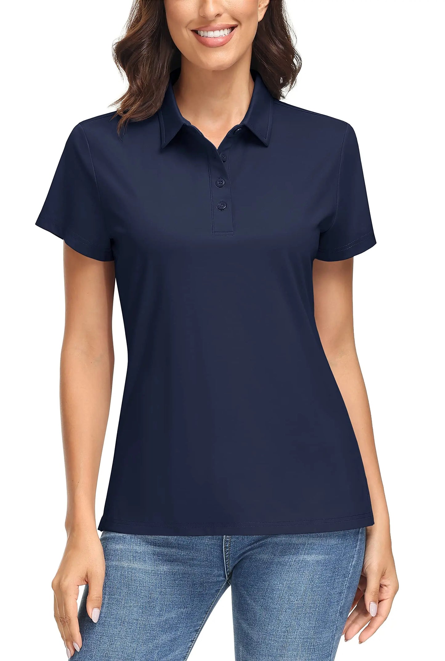 TACVASEN UPF50+ UV Protection Quick Dry Polo T-Shirts Womens Summer Short Sleeve Golf Sports Tee Shirts Breathable Workout Tops