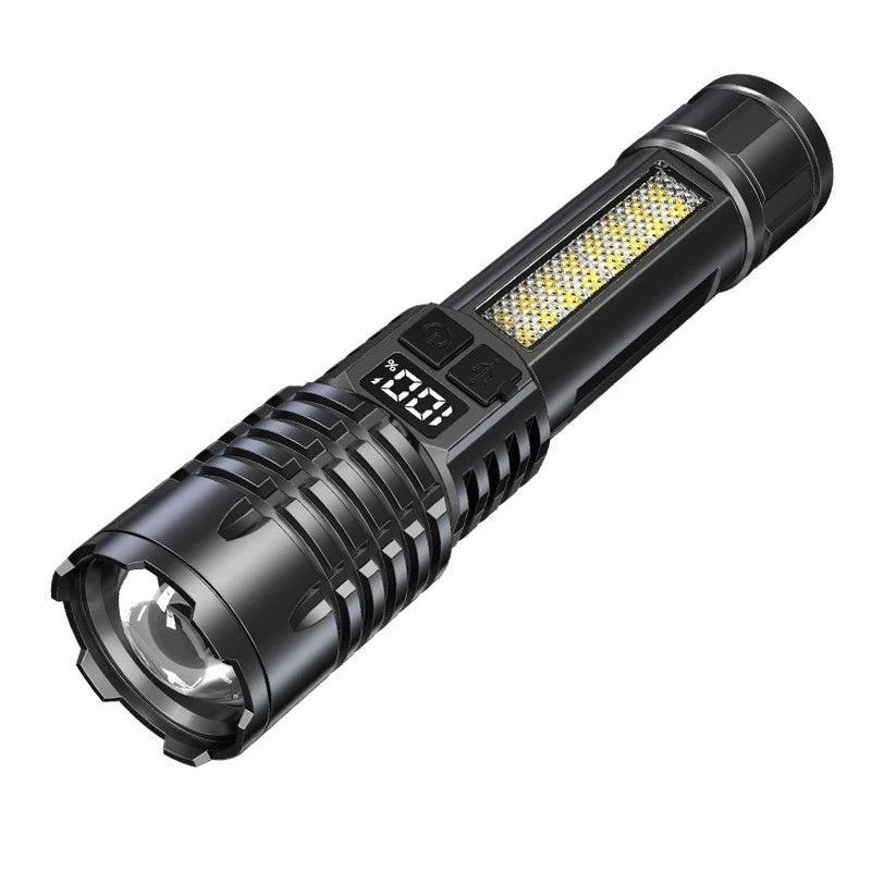 100000LM Super Bright Flashlight Rechargeable LED Torch Long Range Tactical Lamp for Outdoor Waterproof Camping Fishing Lantern