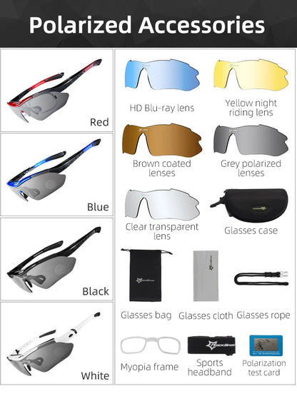 ROCKBROS Cycling Polarized glasses Bike Outdoor Sports Sunglasses MTB Road PC Goggles Eyewear Glasses 5/3 Lens Bicycle Accessory