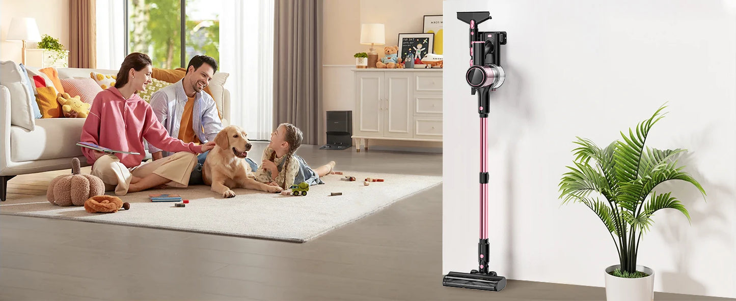 Cordless Vacuum Cleaner, 55Kpa 8 in 1 45Mins Rechargeable 3 Modes Suction Lightweight Vacuum for Pet Hair/Carpet/Hard Floor