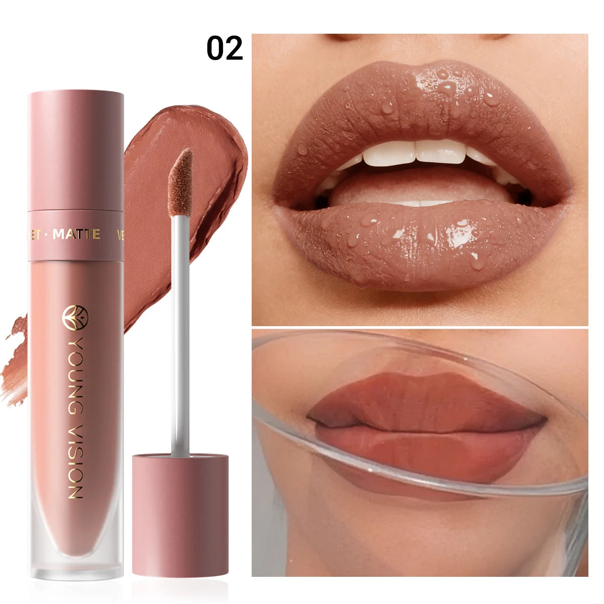 8 Color Nude Brown Matte Liquid Lipstick Velvet Sexy Dark Red Lip Glaze Non-stick Cup Not Easy To Fade Lip Gloss Lipstick Makeup