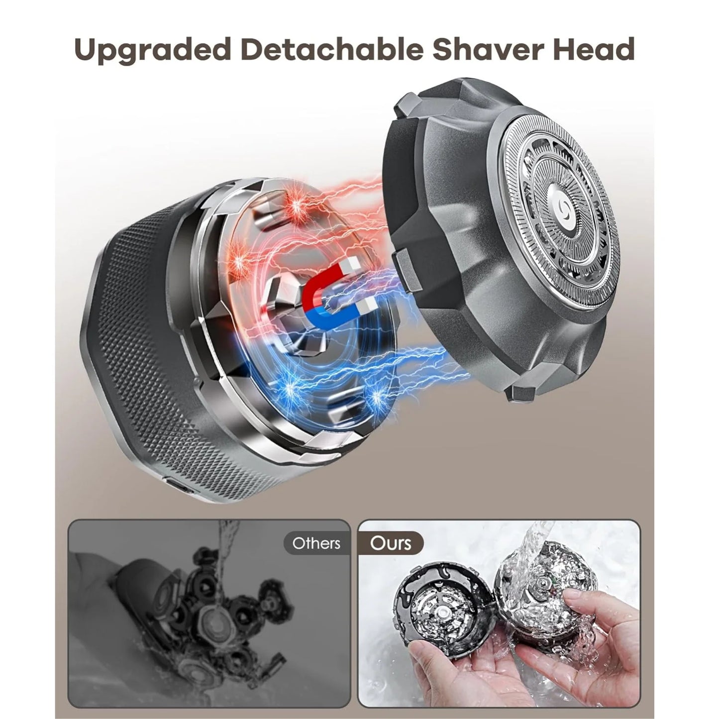 Electric Shaver for Man Powerful Single Head Hair Cutting Machine Wet Dry Head Shaver for Bald Rechargeable Bald Beard Trimmer