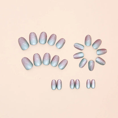 24pcs/set short square fake nails for women girls faux ongles fashion glitter geometric flowers design press on false nail kit