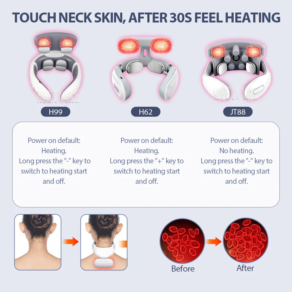 Smart Back Neck Massager Electric TENS Pulse Cervical Muscle Massages Wireless Shoulder Health Care H99 H62 JT88 F6Device