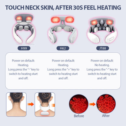 Smart Back Neck Massager Electric TENS Pulse Cervical Muscle Massages Wireless Shoulder Health Care H99 H62 JT88 F6Device