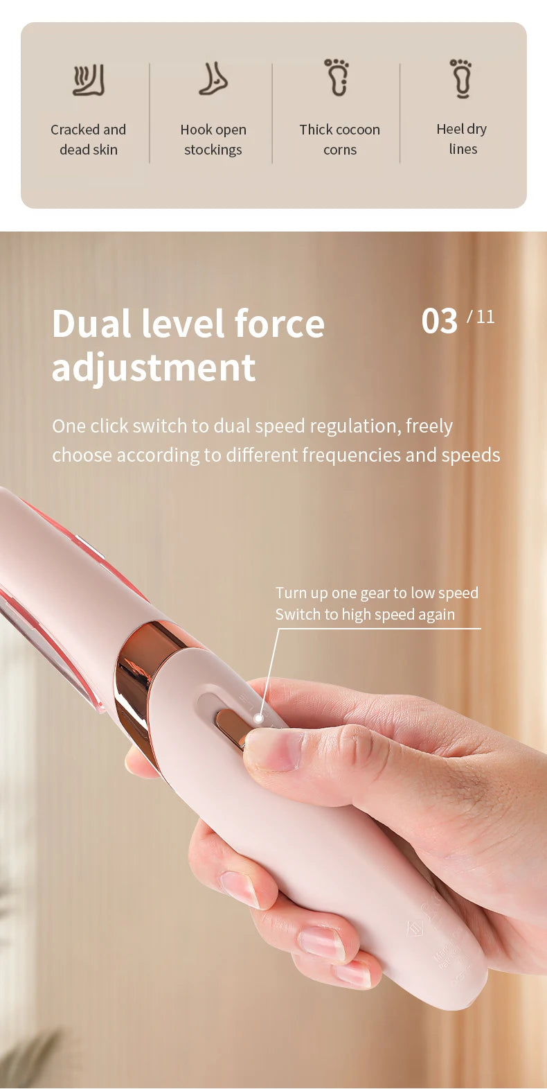 HOMEFISH Electric Foot Grinder Automatic Foot Callus Rubbing Pedicure Dead Skin Callus Remover for  Foot Beauty Machine