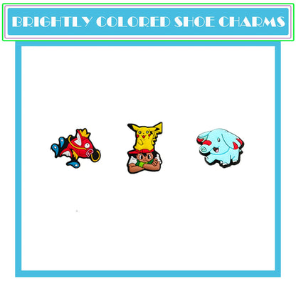 Random 10-100Pcs Potdemiel Pokémon Series Shoe Charms For Sandals,Shoe Decoration Accessories Shoe Pins Great Gift For Men Women
