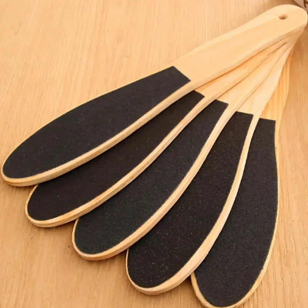 Wooden Handle Double Sided Foot File Callus Remover Pedicure Exfoliating Tool For Rough Feet Skin