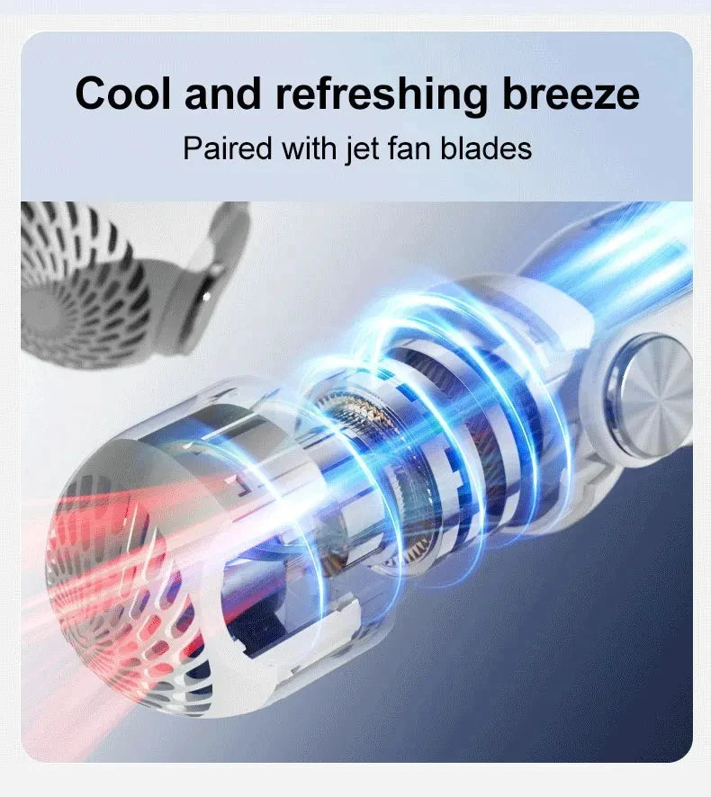Portable Neck Hanging Fan With Usb Charging Adjustable Bladeless Turbofan Bladeless Student Dormitory Home Outdoor Cooling