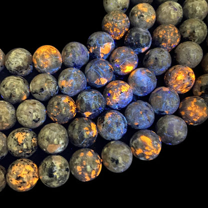 Natural Stone Round Flame Stone Beads Yooperlite Fire Sodalite Loose Spacer Beads for Jewelry Making DIY Bracelets Necklace 15''