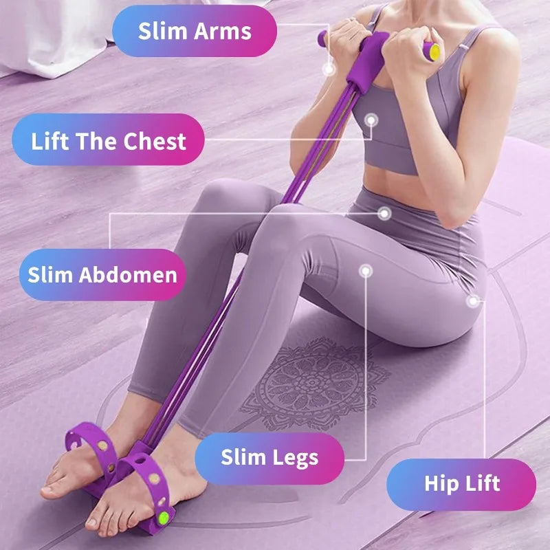 Portable Sit-Up Assist Band, 6-Tube Elastic Design (22cm Wide), Targets Abs, Arms, Chest, Legs & Hips, Multi-Scenario Use