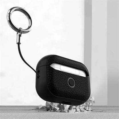 For Airpods Pro 1 2 Case Luxury Lychee Leather Business Earphone Case with Hook Strap Headphone Cover For Apple Air Pods 4 3 2 1
