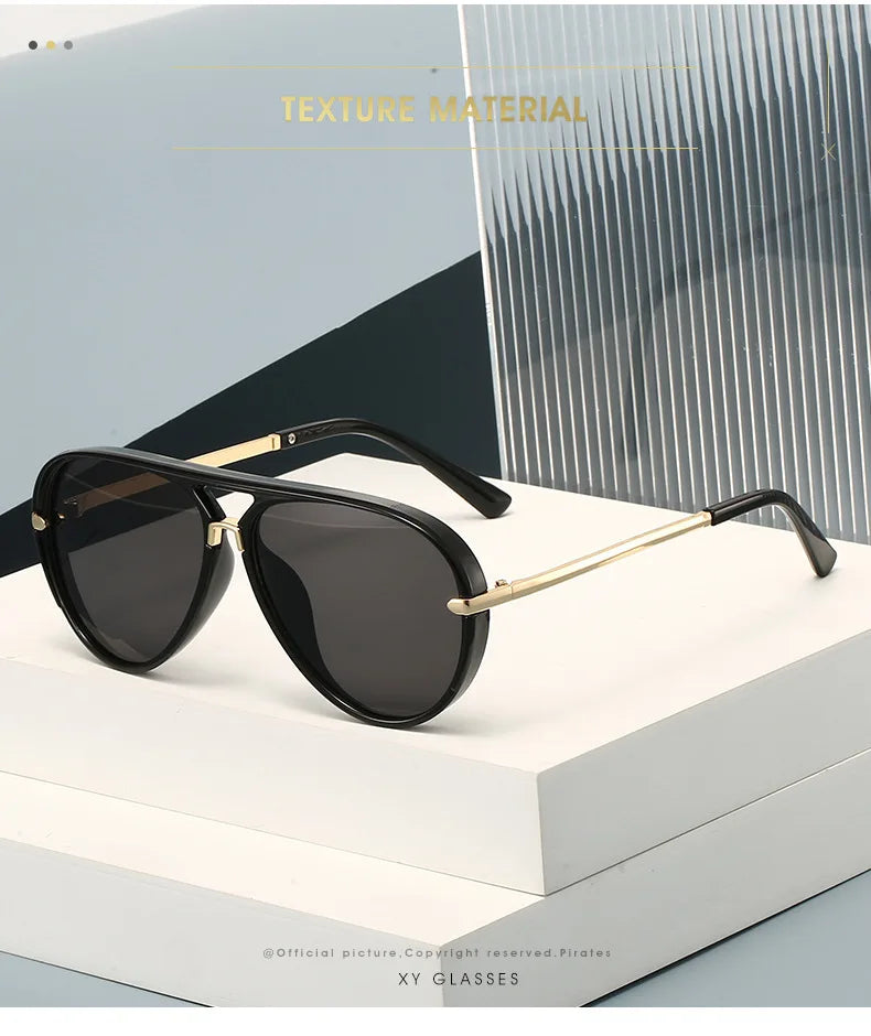 Trendy Oversized Pilot Sunglasses Women Men Vintage Retro Classic Designer Sun Glasses UV400 Protection Fashion Ladies Shades