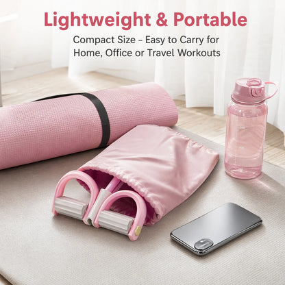 Pink 6-Tube Foot Pedal Resistance Band Space-Saving Figure Sculpting Tool Portable Home Fitness for Ab Core Back Shaping