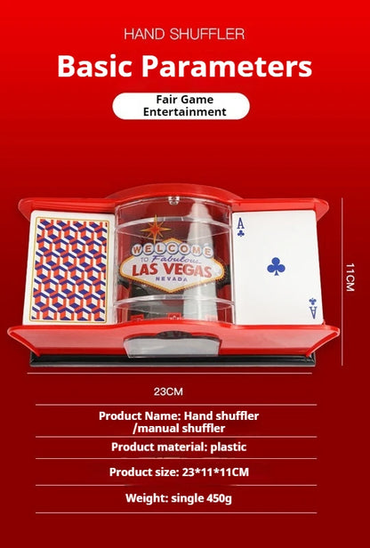 Red/Black Manual Card Shuffler 2 Deck with Hand Crank, Card Shuffler for Blackjack, UNO, Poker, Playing Card Dealer Machine