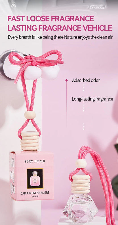 4pcs Pink car fragrance car interior accessories, perfume pendant car supplies, fresh air car fragrance