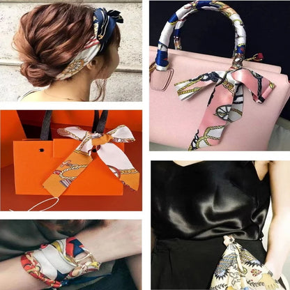10Pcs Women’s Paisley Print Multi-Use Scarves Elegant Long Hairbands Neck Scarves & Bag Straps DIY Craft Hair Scarf Accessories