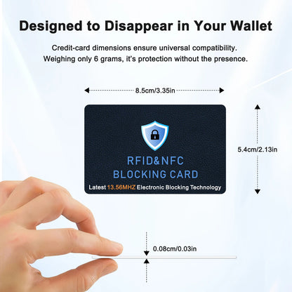 RFID Blocking Card One Card Protects Entire Wallet NFC Contactless Bank Debit Credit Card Protector ID ATM Guard Card Blocker