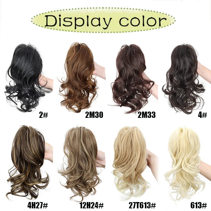 12 Inch Short Curly Clip-In Ponytail Extension-Synthetic Hair for Women Voluminous Claw Clip Hairpiece for Everyday Wear