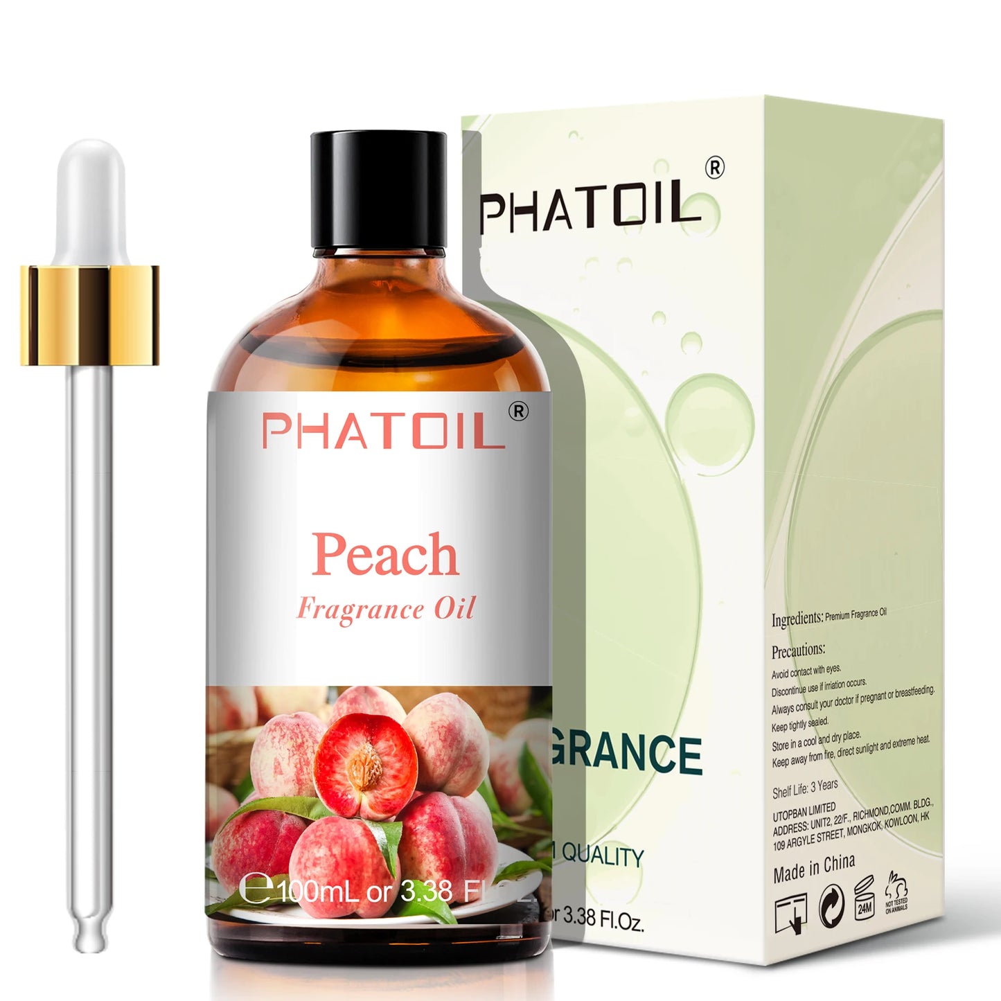 PHATOIL 100ml Fruity Fragrance Oil for Diffuser Candles Making -Coconut & Vanilla Strawberry Lemon Peach Aroma Essential Oils