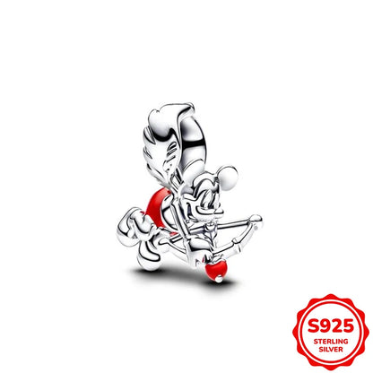 Charms plata de ley Disney Stitch Mickey and Minnie Pendant Beads Fits 3mm Bracelet Necklace For Women Luxury DIY Fine Jewelry