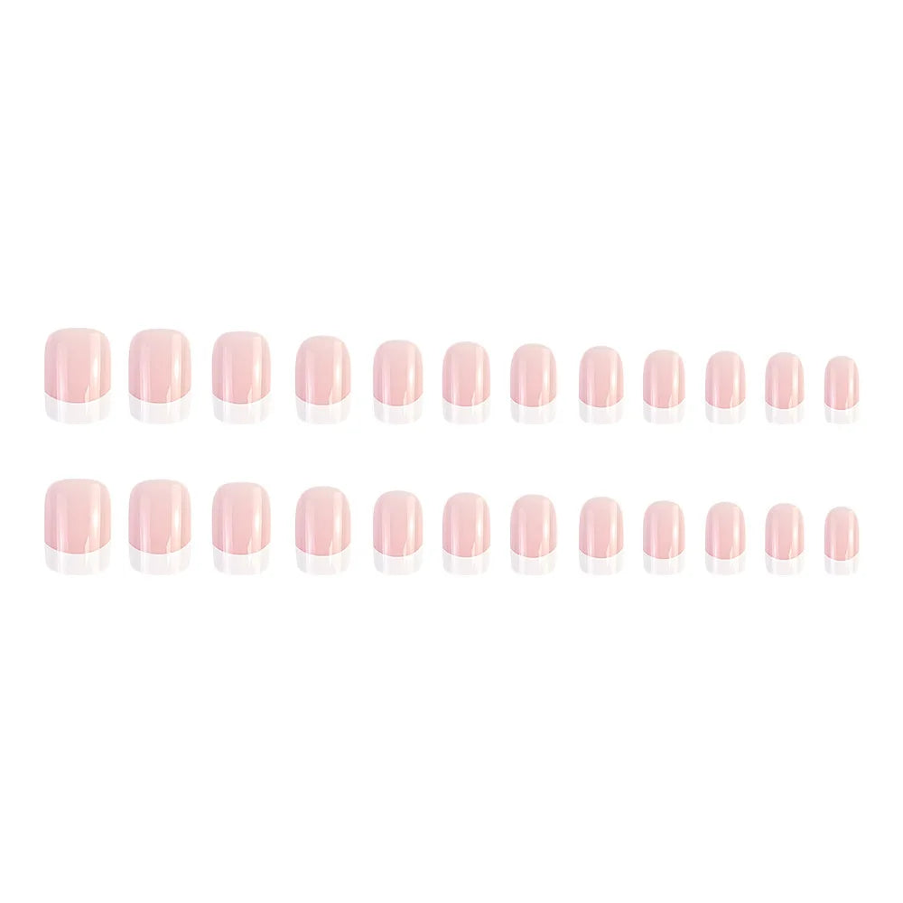 24 pieces of new French-style press-on nails (fashionable fake nail stickers), paired with 1 piece of jelly glue and 1 nail file