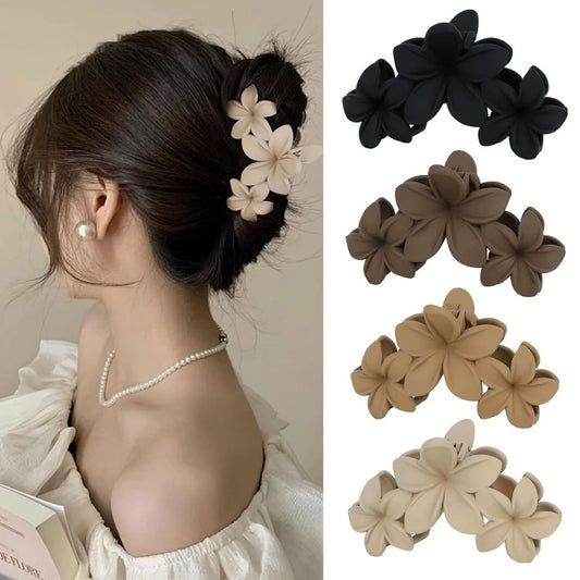 1PC Floral Hair Claw Clips Set, Elegant Flower-shaped Hair Grips in Neutral Tones, Chic Hair Accessories for Women