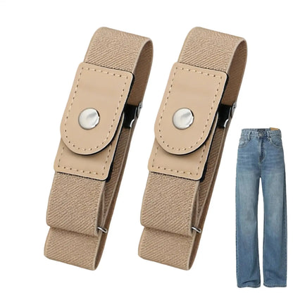 1 Pair No Buckle Elastic Belt Stretchable Adjustable Waistband for Women Men Jeans Pants Trousers Dresses Casual Fashion Wear