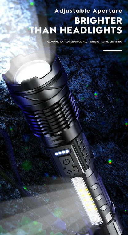 High Powerful LED Flashlights Long Range 150M Super Bright Torch Light Rechargeable Waterproof Outdoor Camping Lamp