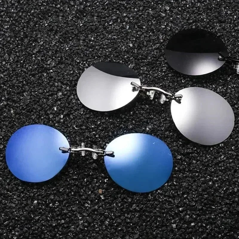  VIEWRING1-2PCS Clip On Nose Glasses Round Rimless Matrix Morpheus Sunglasses Mini Frameless Vintage Men Eyeglasses