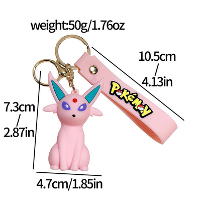 Pokémon Big Eevee Family Keychain Gift Set, Complete Evolution PVC Keychain with Pokéball Clip, Adorable Key Ring for Kid