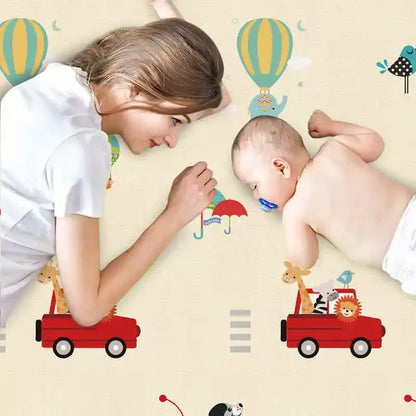 177*64cm Baby Play Mat Foldable Waterproof Children Carpet Double-Sided Pattern Educational Outdoor Camping Mat Easy to Carry
