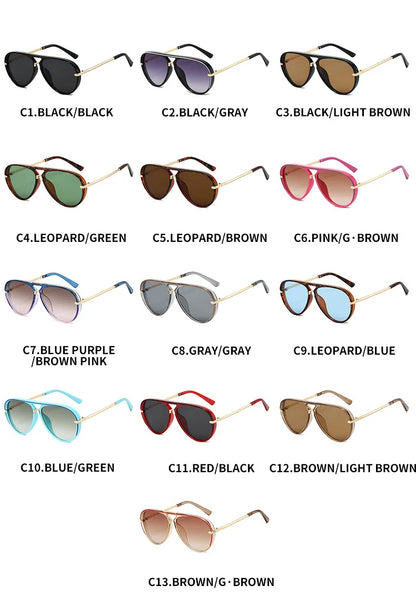 Trendy Oversized Pilot Sunglasses Women Men Vintage Retro Classic Designer Sun Glasses UV400 Protection Fashion Ladies Shades