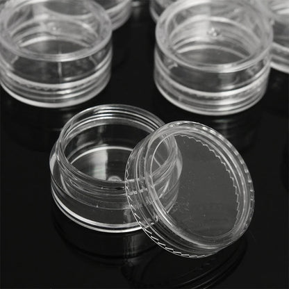 50pcs 5g Sample Clear Cream Jar Mini Cosmetic Bottles Containers Transparent Pot For Nail Arts Small Clear Can Tin For Balm