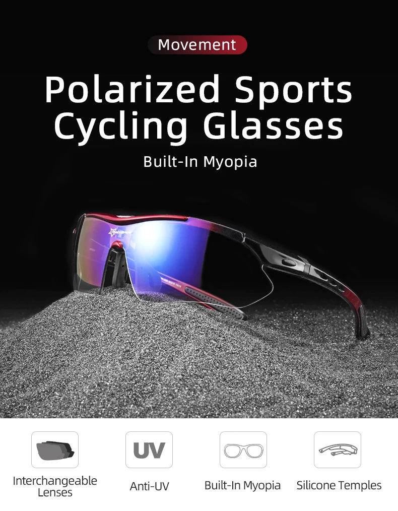 ROCKBROS Cycling Polarized glasses Bike Outdoor Sports Sunglasses MTB Road PC Goggles Eyewear Glasses 5/3 Lens Bicycle Accessory