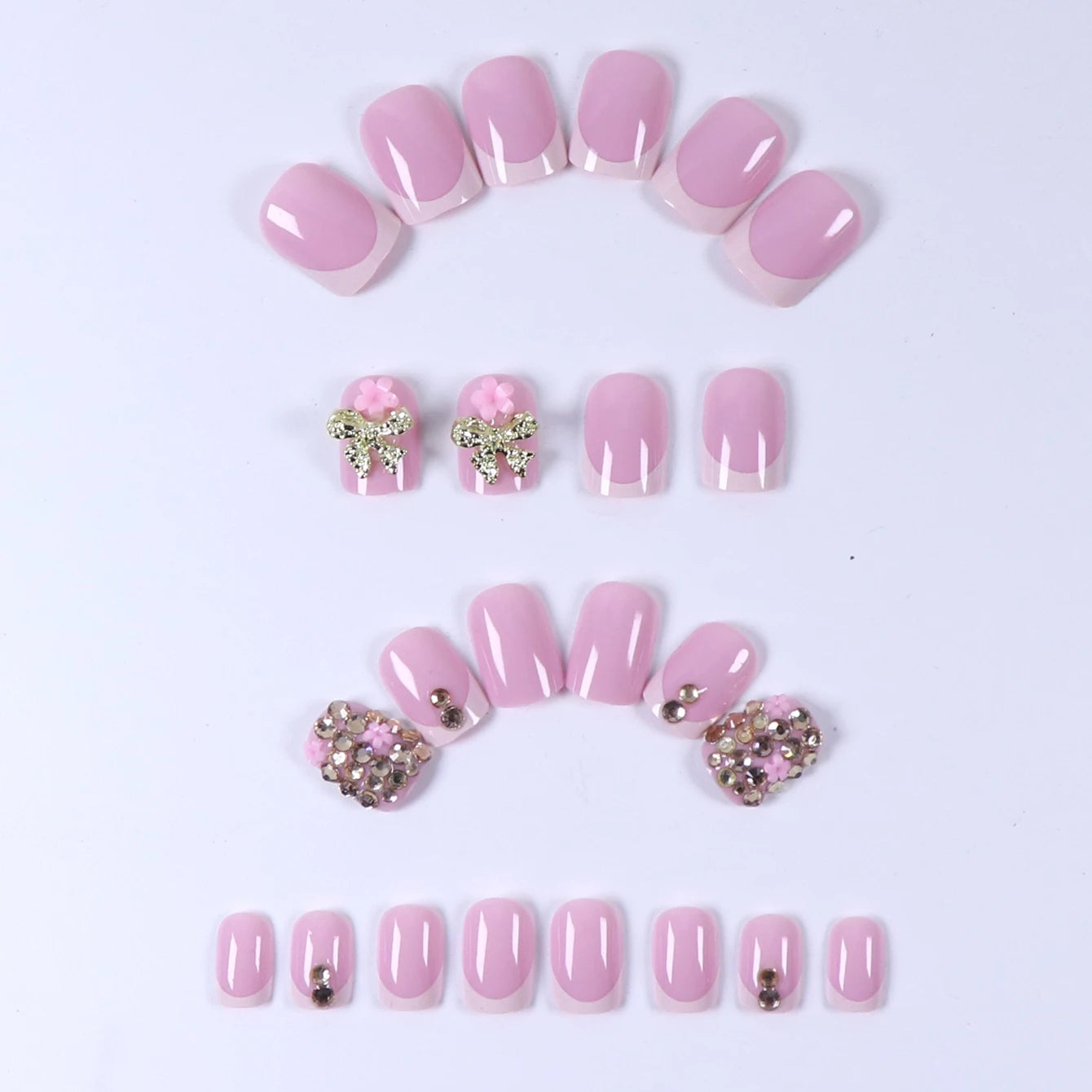 48pcs French black border hand and foot armour Glossy fake toenails fully covered with nude spring break toenails for women's na