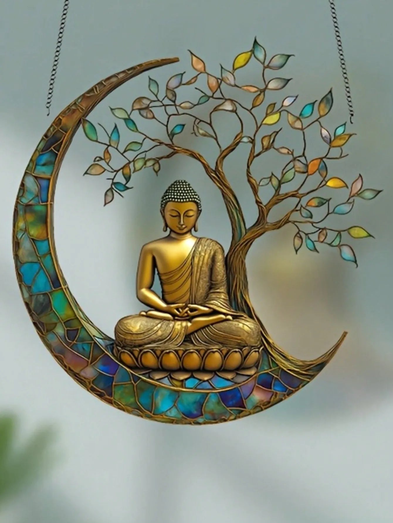 1PCS2D enchanting Buddha sun visor - dyed acrylic, perfect for home and garden decoration, religious spiritual gifts
