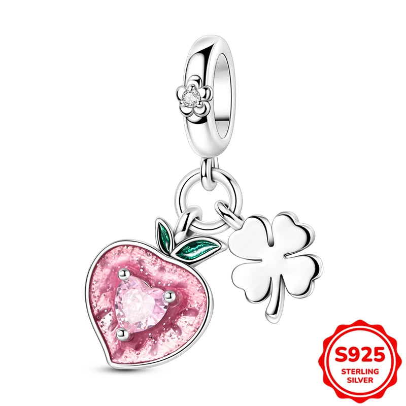 Charms Silver 925 Ladybugs and Cherry Strawberries Pendant Bead Fit 3mm Bracelet Bangle Necklace For Women Luxury Jewelry Making
