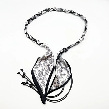 Spring and summer silk scarf woven belt, elegant accessory for women, fashionable belt, retro American-style belt